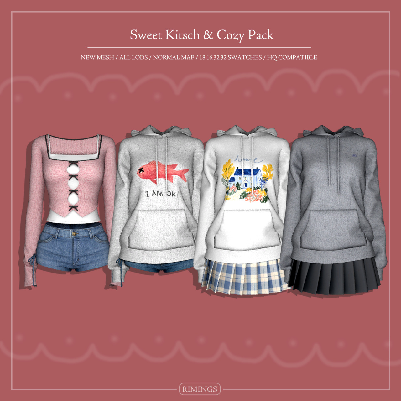 Повседневный мини-сет Sweet Kitsch & Cozy Pack для Sims 4