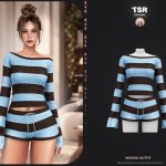 Полосатый сет для симочек Mocha Outfit для Sims 4