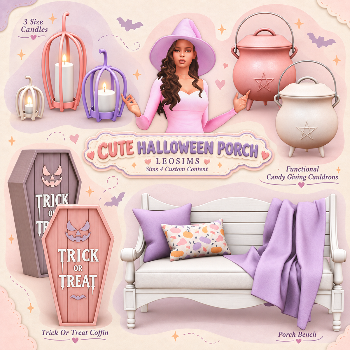 Сет для Хэллоуина Cute Halloween Porch для Sims 4
