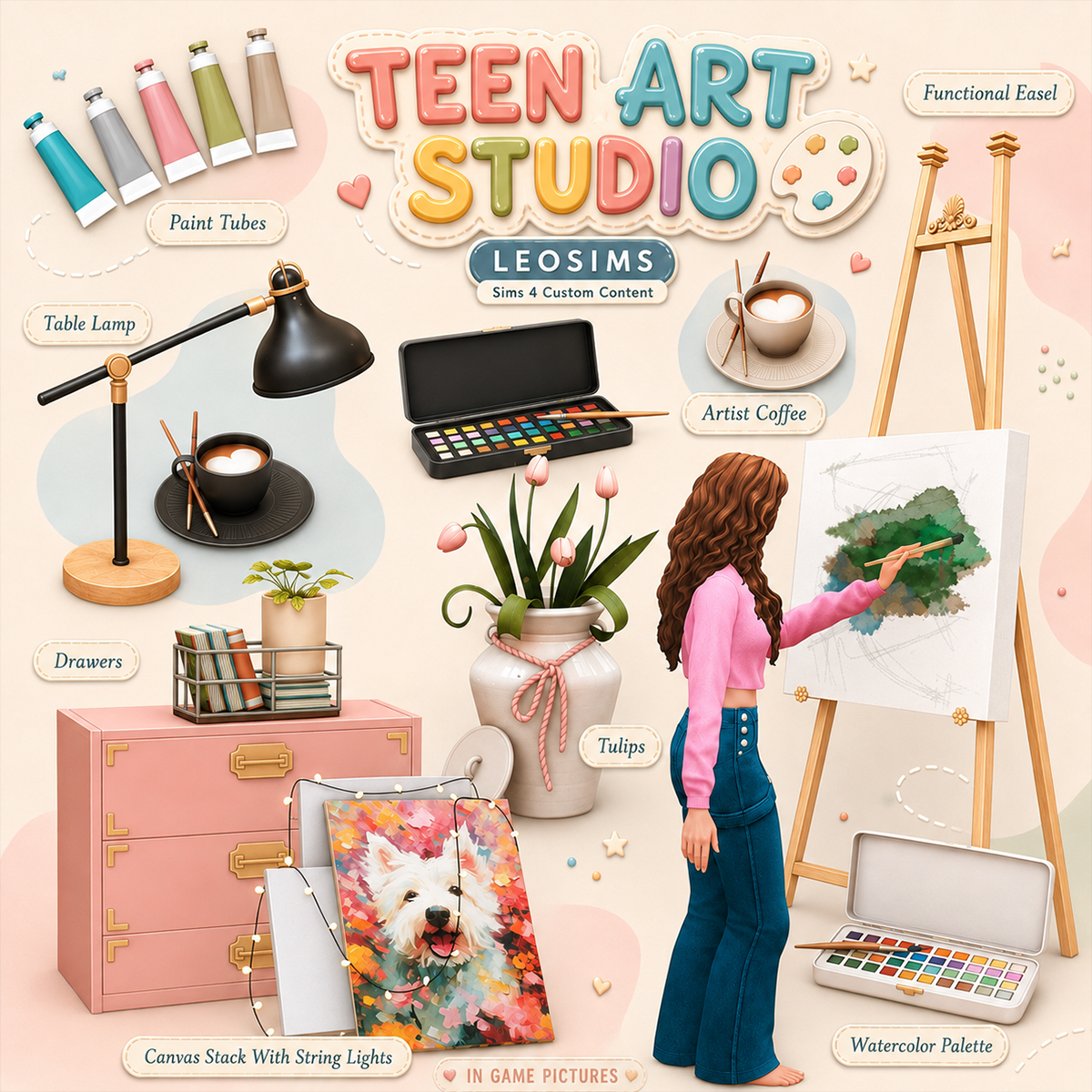 Творческая студия Teen Art Studio для Sims 4