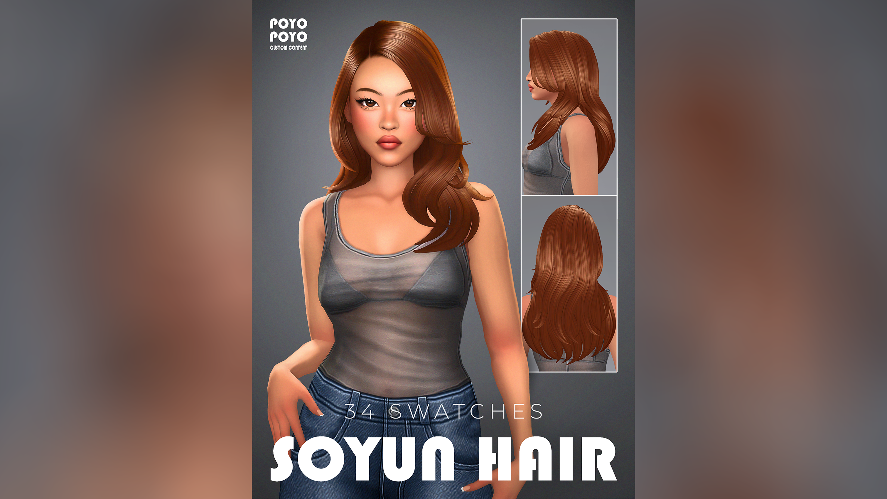 Женская прическа SOYUN HAIR для Sims 4