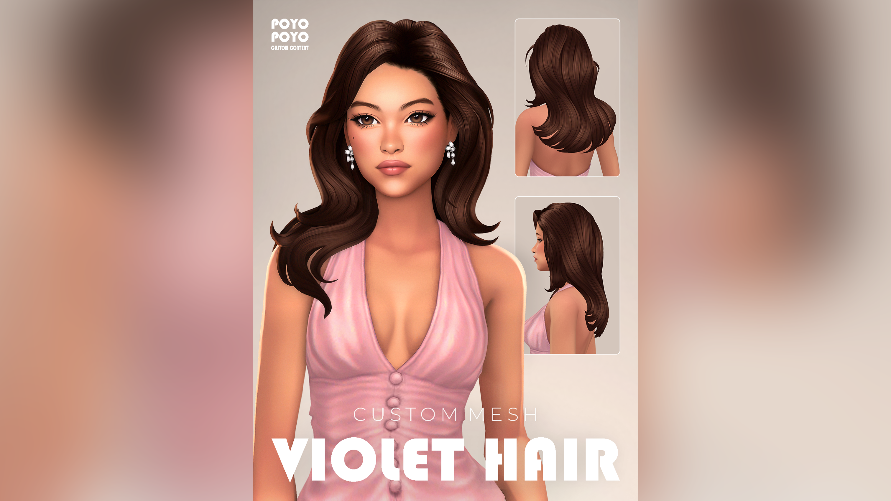 Женская прическа VIOLET HAIR для Sims 4