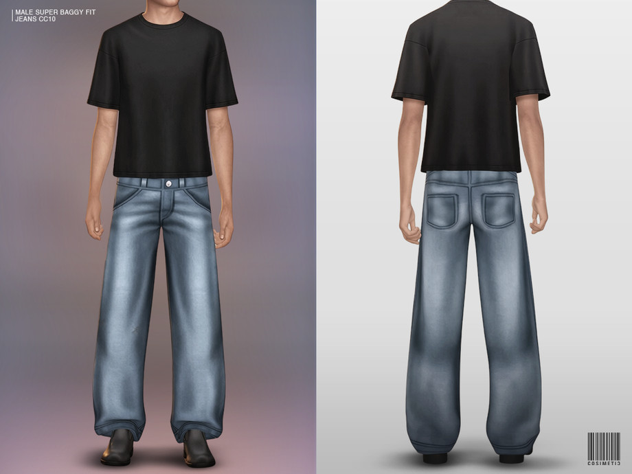 Мужские джинсы Male Super Baggy Fit Jeans для Sims 4
