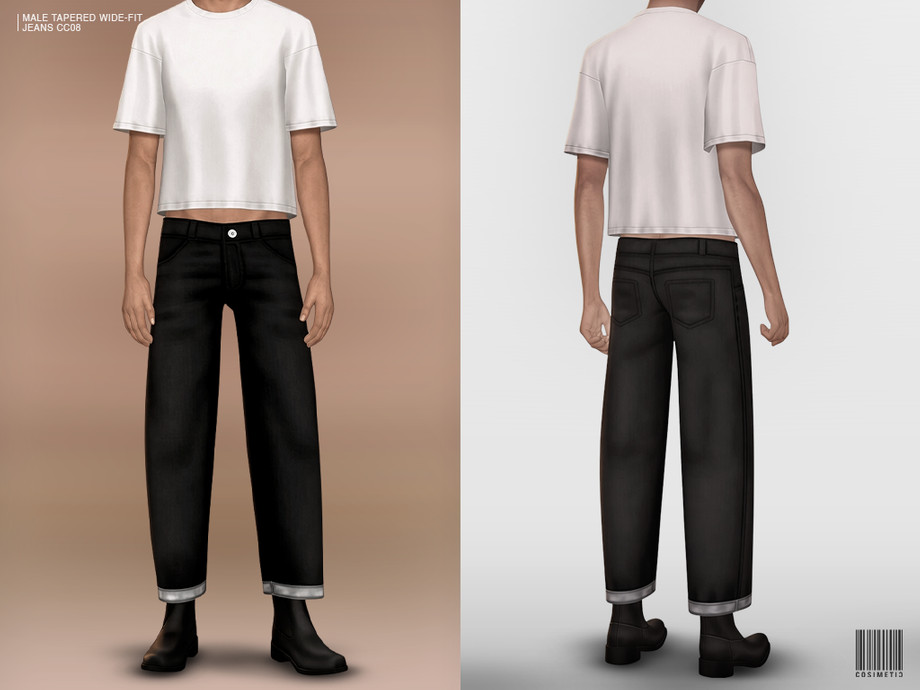 Мужские джинсы Male Tapered Wide - Fit Jeans для Sims 4