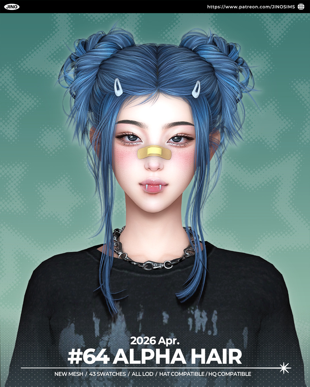 Женская прическа HAIR N64 для Sims 4