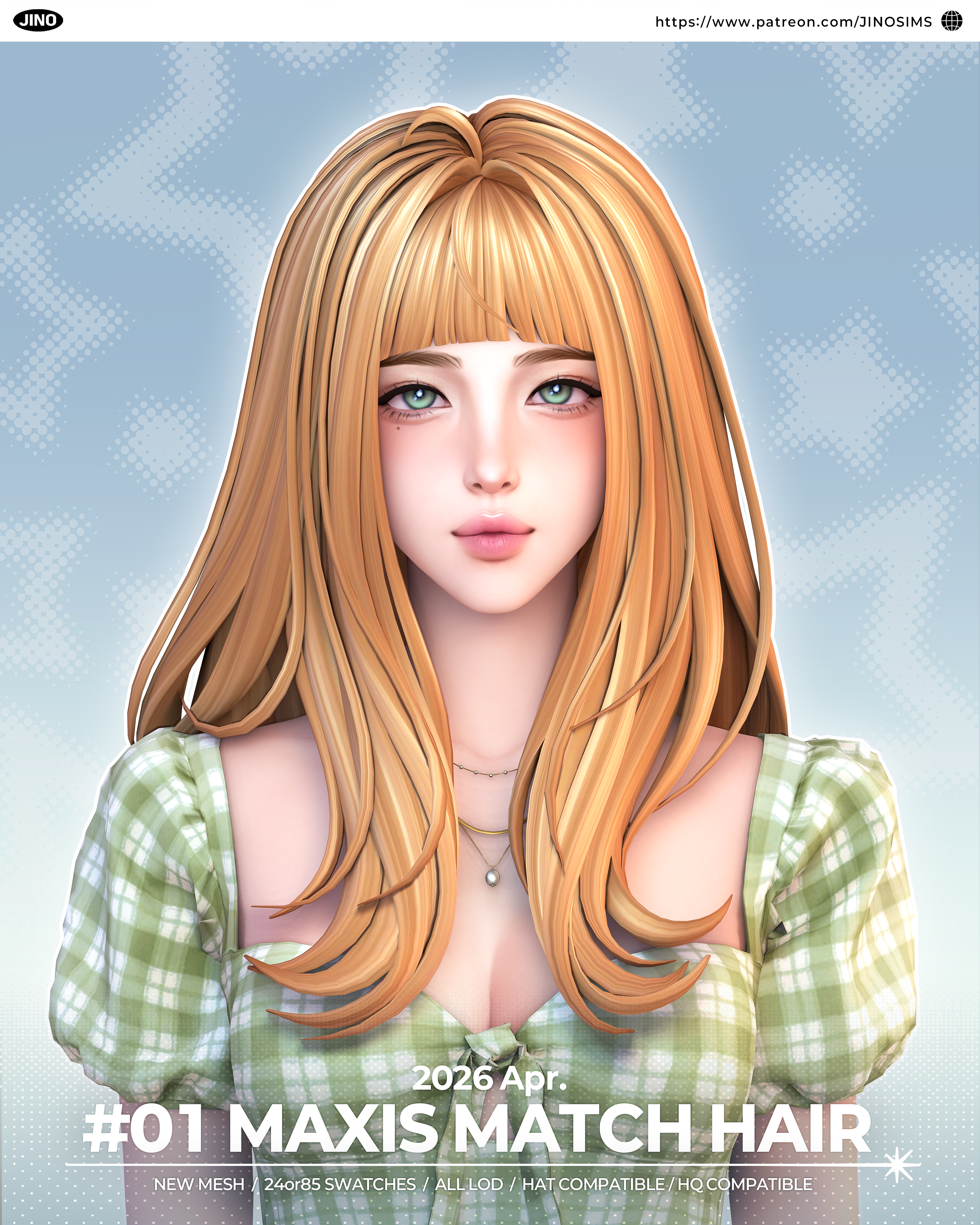 Женская прическа Maxis Match HAIR 01 для Sims 4