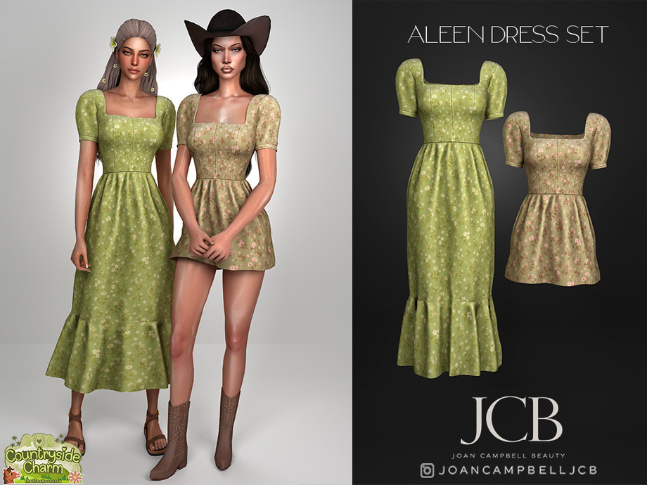 Платья для симочек ALEEN SHORT AND LONG DRESS SET для Sims 4