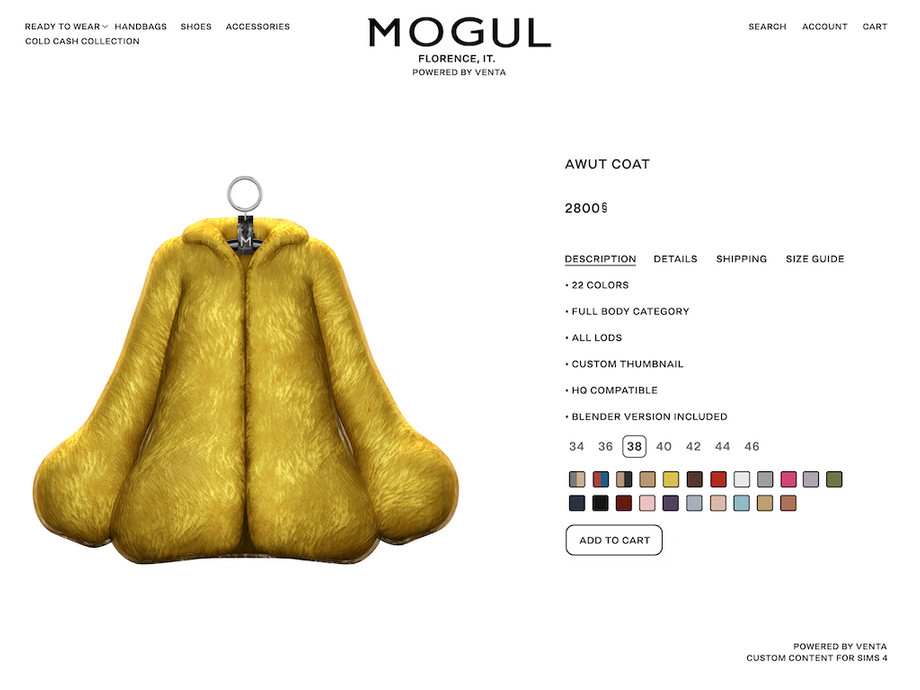 Шуба для симочек Awut Coat для Sims 4